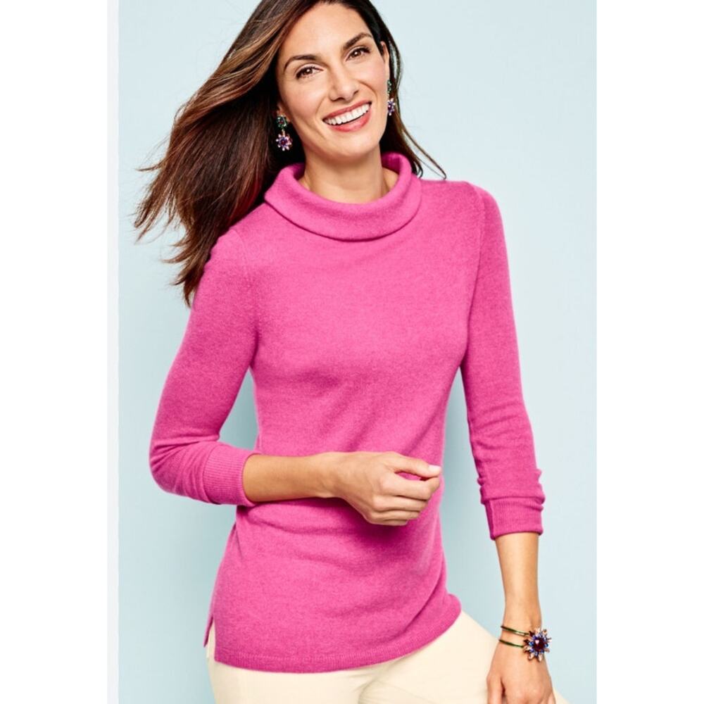 Talbots 100% Cashmere Turtleneck Sweater Pink Pullover XS Luxury Winter KnitS